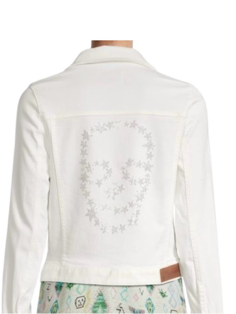 Zadig & Voltaire Off- White Jean Jacket with Star Skull Back.